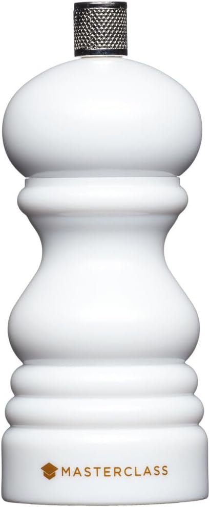 MasterClass 12 cm Pepper Mill or Salt Mill with Interchangeable Cap, Plastic, White
