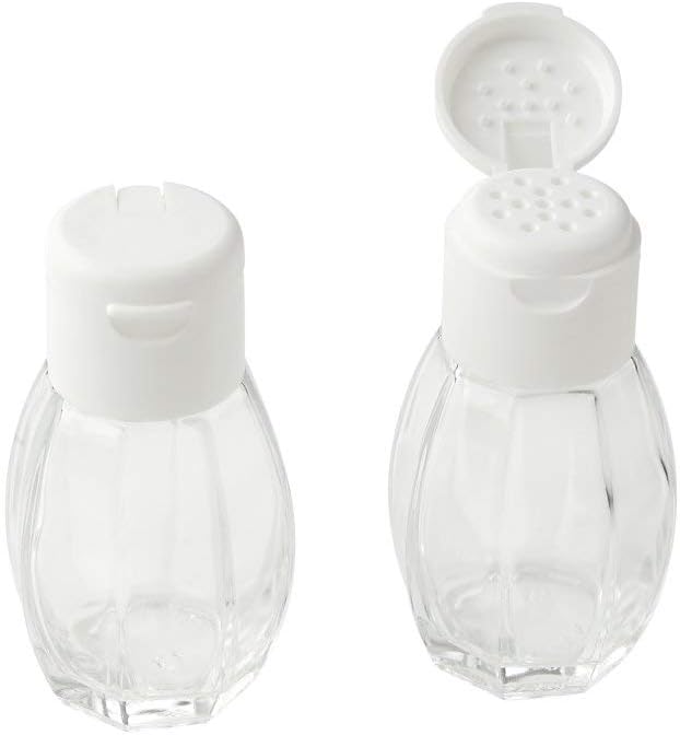 Fackelmann Glass Salt and Pepper Shakers Set with Plastic Screw Cap and Pressure Closure, Diameter 4 x 8 cm Dishwasher Safe Package Contains 2 Pieces