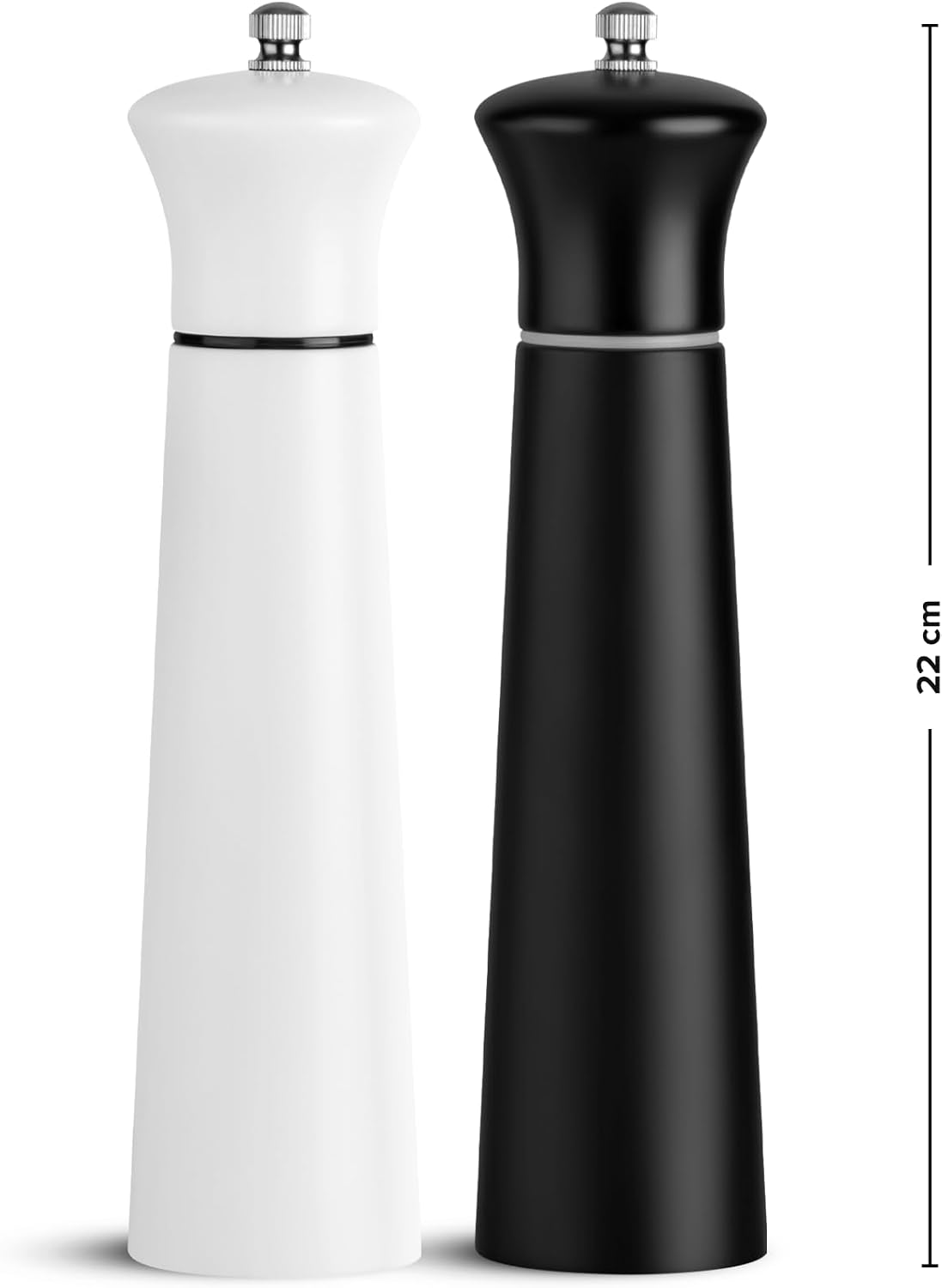 Black Sweden Home Salt and Pepper Mill in Wood - Elegant Salt and Pepper Mill Set - Pepper Mill with Black and White Design - Ceramic Spice Mill - Nordic Style - Perfect for Modern Table