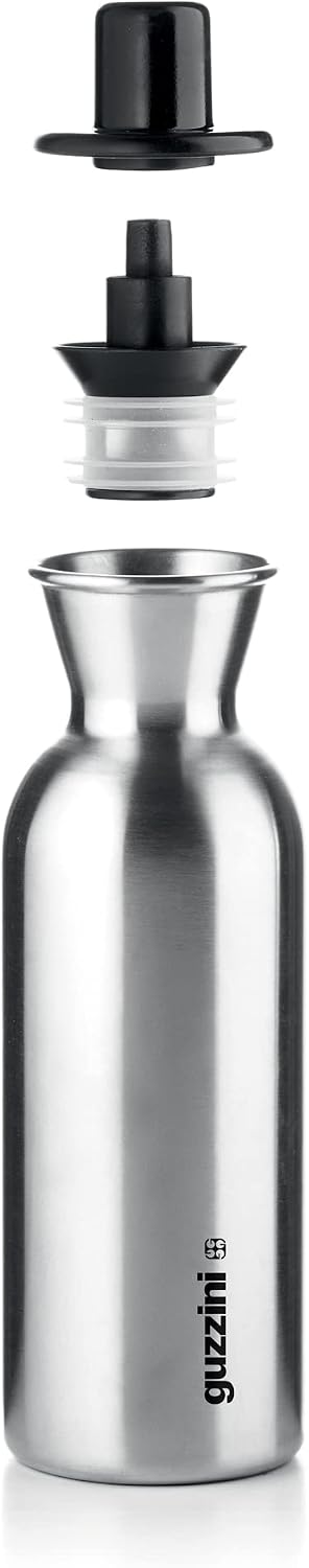 Guzzini - Kitchen Active Design, Perfect Dressing Steel Edition, Stainless Steel Oil/Vinegar Pot - Black, Ø 6.5 x H 22.5 cm | 500 CC - 11720110
