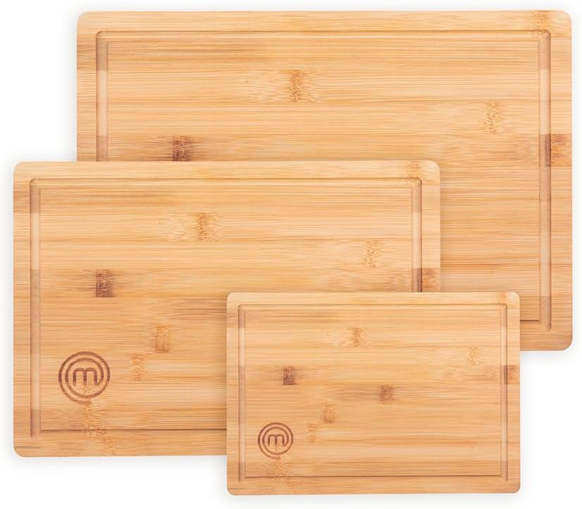 MasterChef Taglieri Legno, Set Tagliere Cucina in Bamboo, 3 Pezzi: