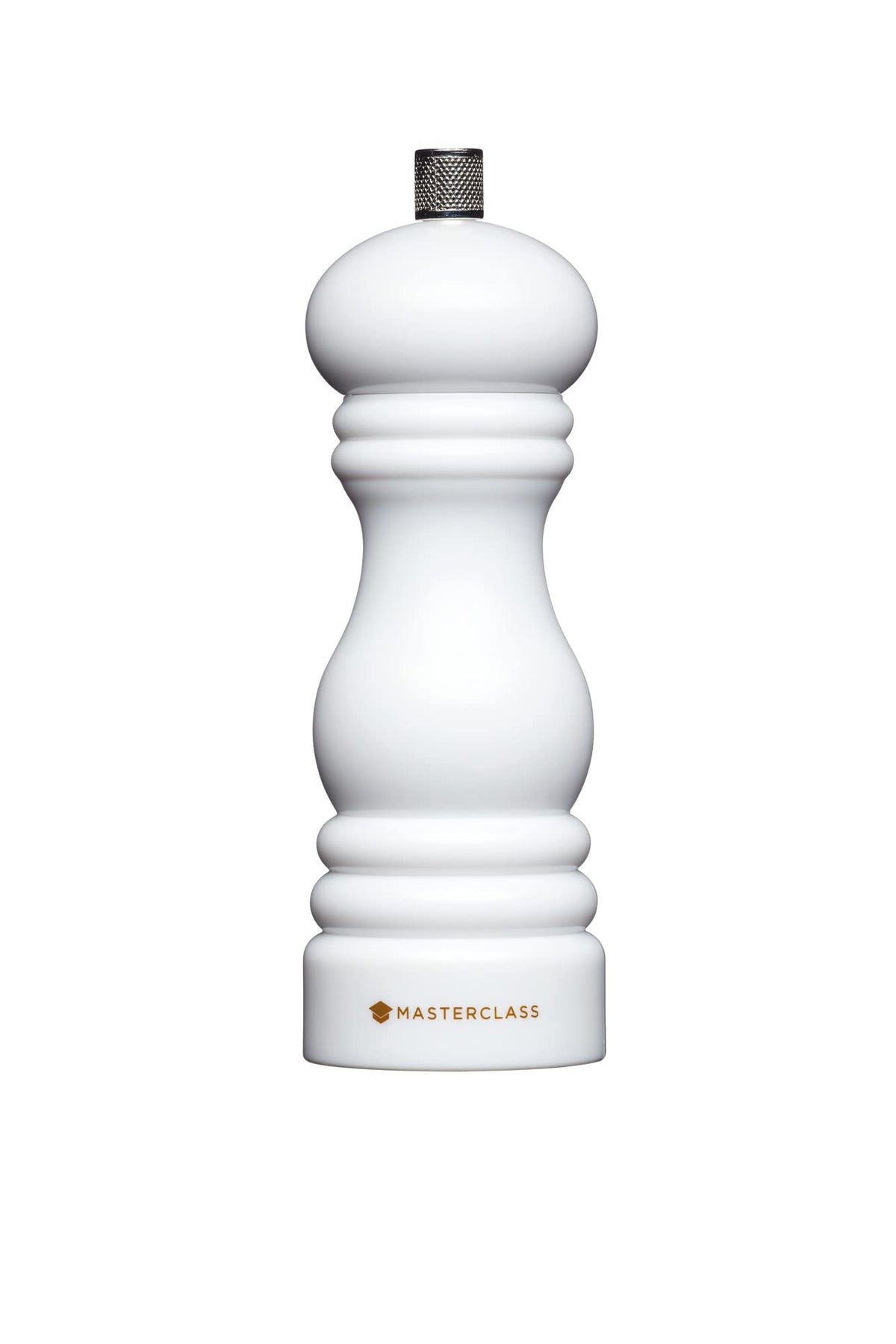 MasterClass 12 cm Pepper Mill or Salt Mill with Interchangeable Cap, Plastic, White
