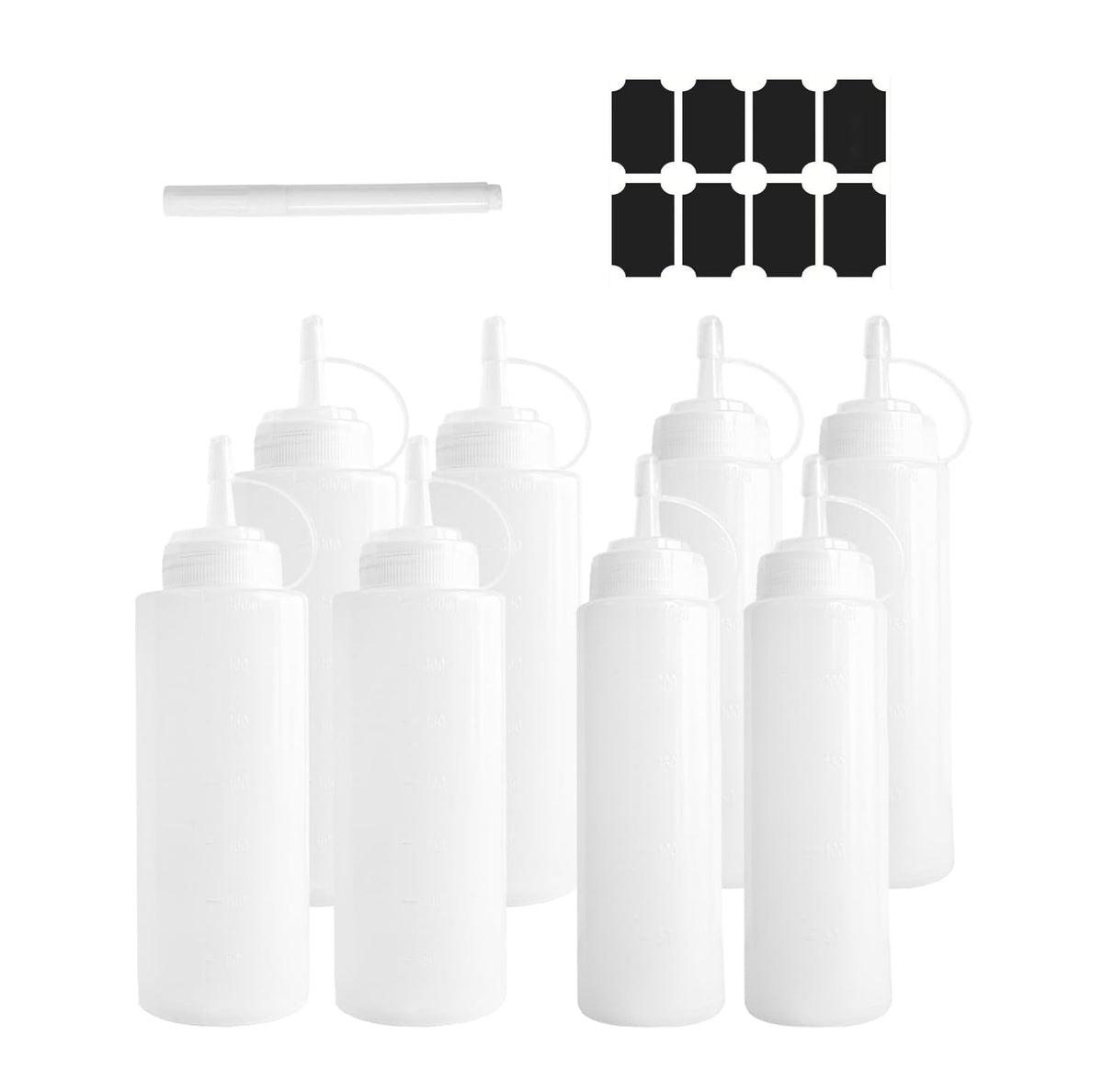 6 Pcs Kitchen Bottles 4 Pcs 500ml & 2 Pcs 360ml Total Capacity 2600ml Squeezer Kitchen Squeezer Oil Dispenser Chef's Plastic Oil Bottle Measuring Bottle (18oz + 12oz)