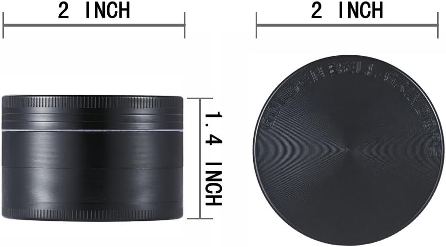 LIHAO Grinder Macina per Spezie e Erbe in Lega di Zinco in 4 pezzi, Nero, Design Ergonomico, 2”(50mm)