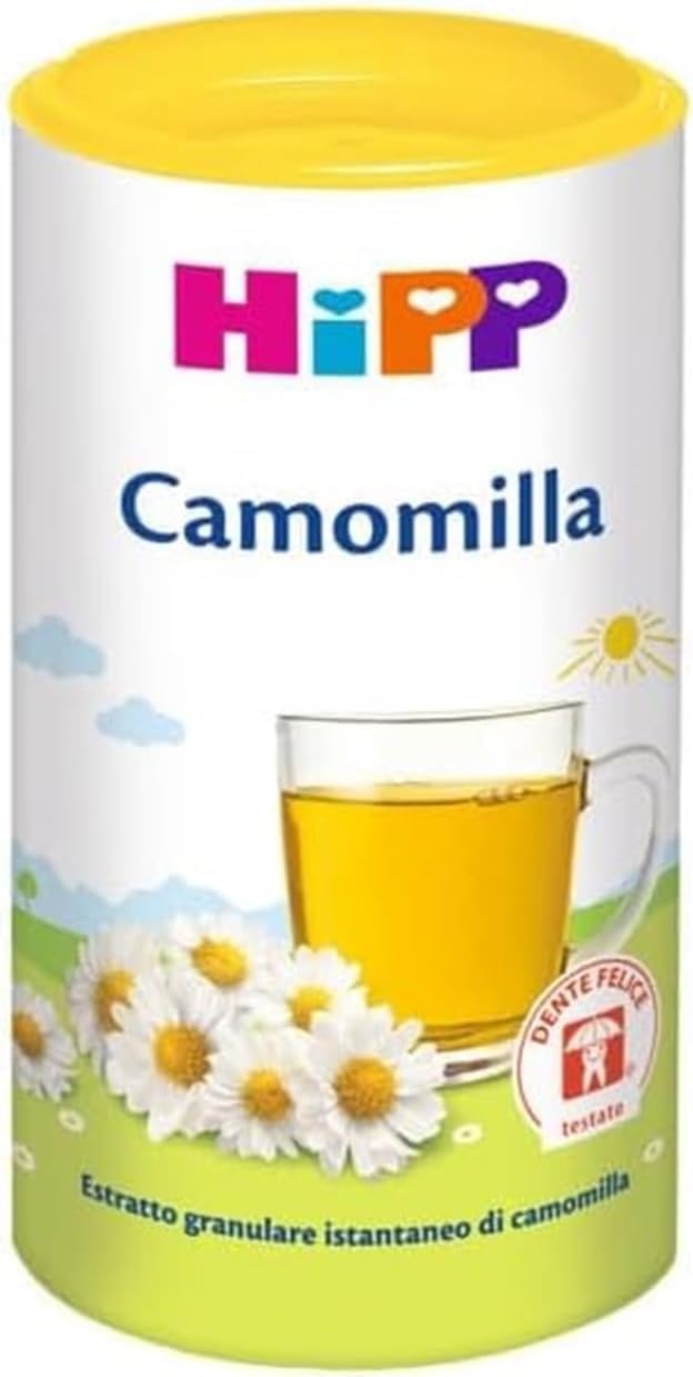 HiPP - Tisana alla Camomilla Solubile, Estratto Granulare Istantaneo di Camomilla, con Isomaltulosio, Sapore Delicato, Protegge i Denti, 1 Confezione da 200 gr, Per Bambini e Adulti, Senza Glutine