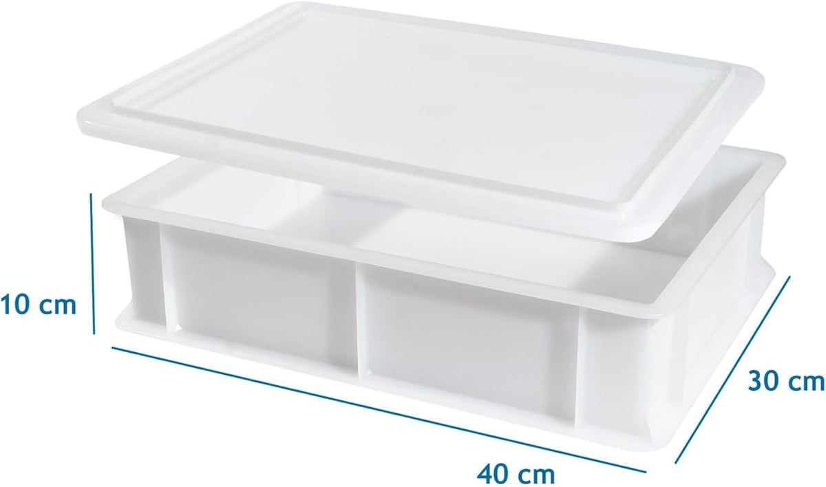 Contenitore Lievitazione Pizza, 2 Box Impilabili 40x30x10 + 1 Coperchio
