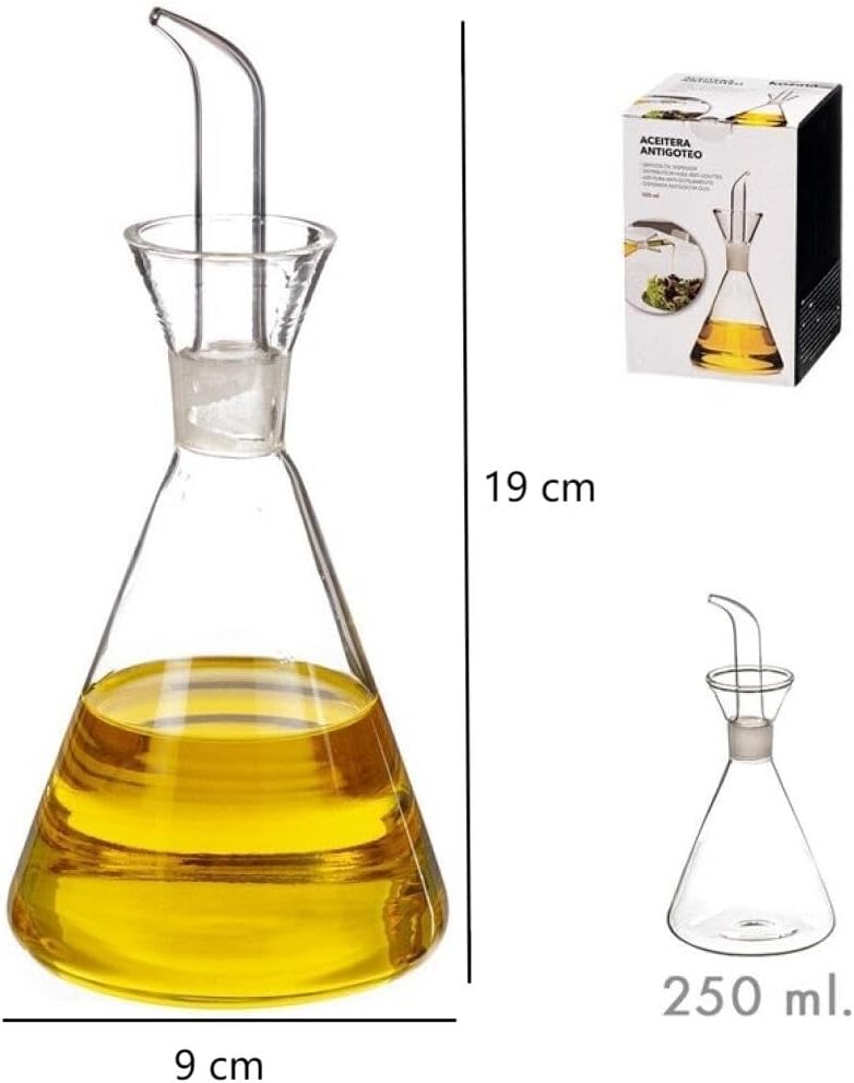 DAMDAM GO 250 cc Glass Oil Bottle in Box, Crystal, 250 ml