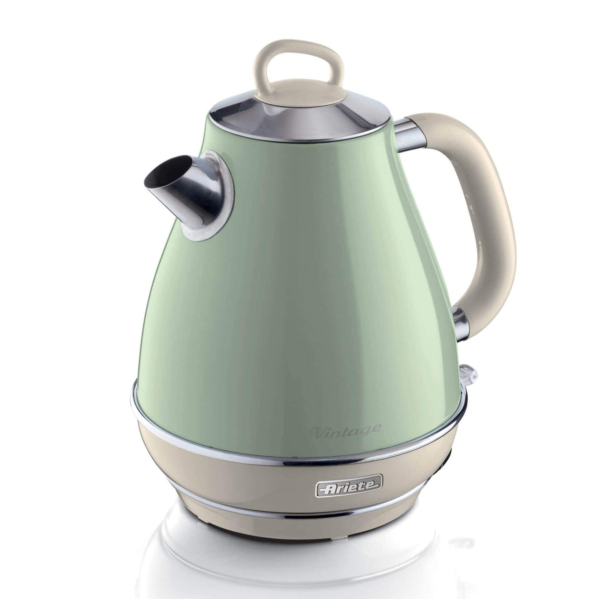 Ariete Vintage 2868 Kettle with Cordless Base 360° Automatic Shut-Off, Capacity 1 L, Stainless Steel, 1600 W, Green