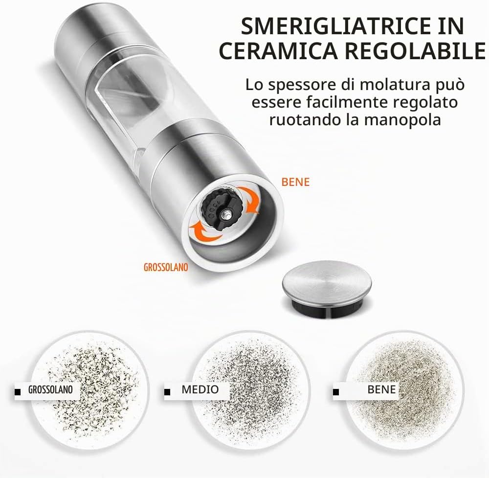 Newaner Manual Salt and Pepper Mill Set, 2 in 1, Stainless Steel Spice Mill