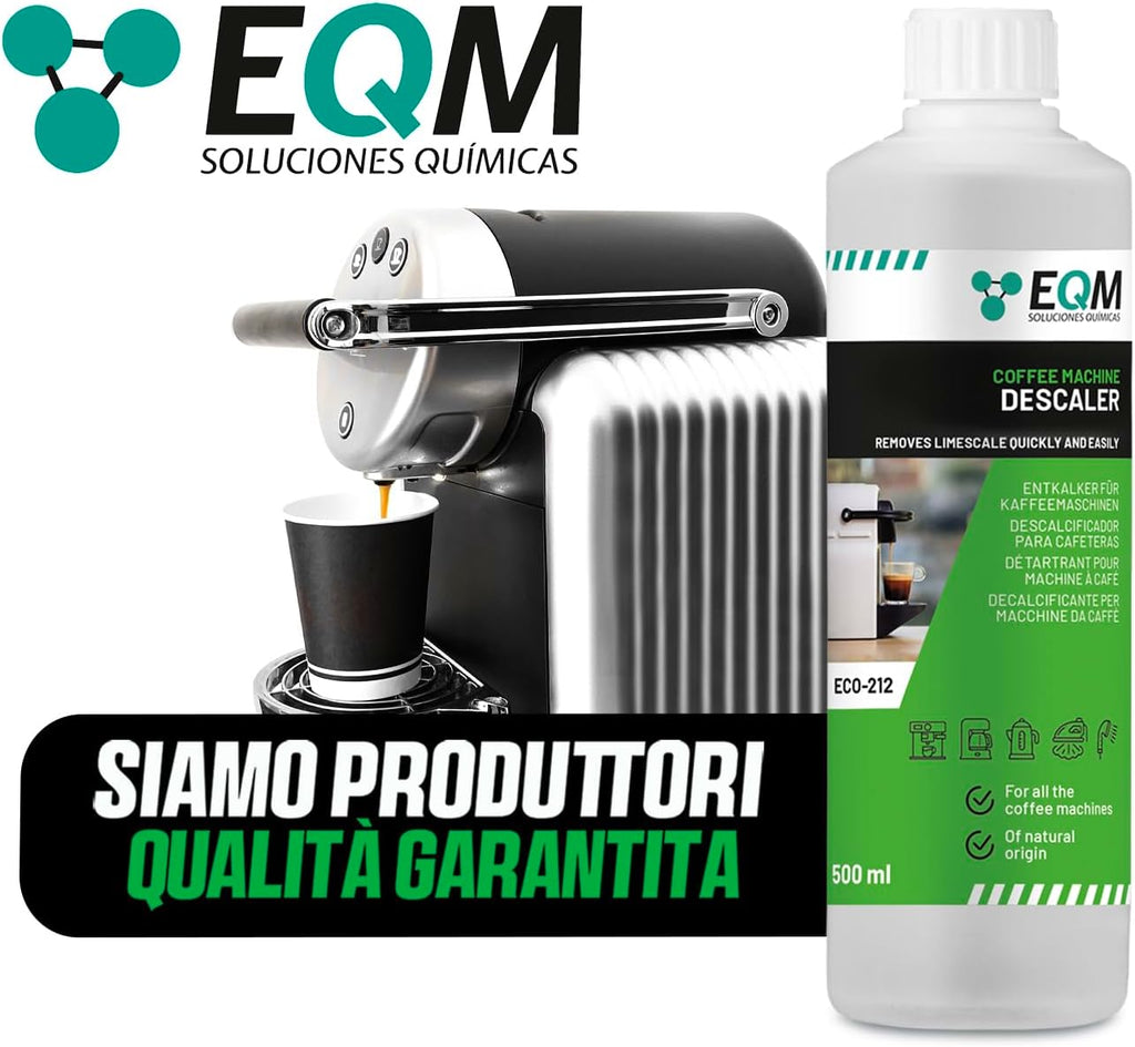 EQM - ECO- 212 - Descaler for Coffee Machines - 500 ml - 100% Natural Origin - Compatible with All Coffee Machines