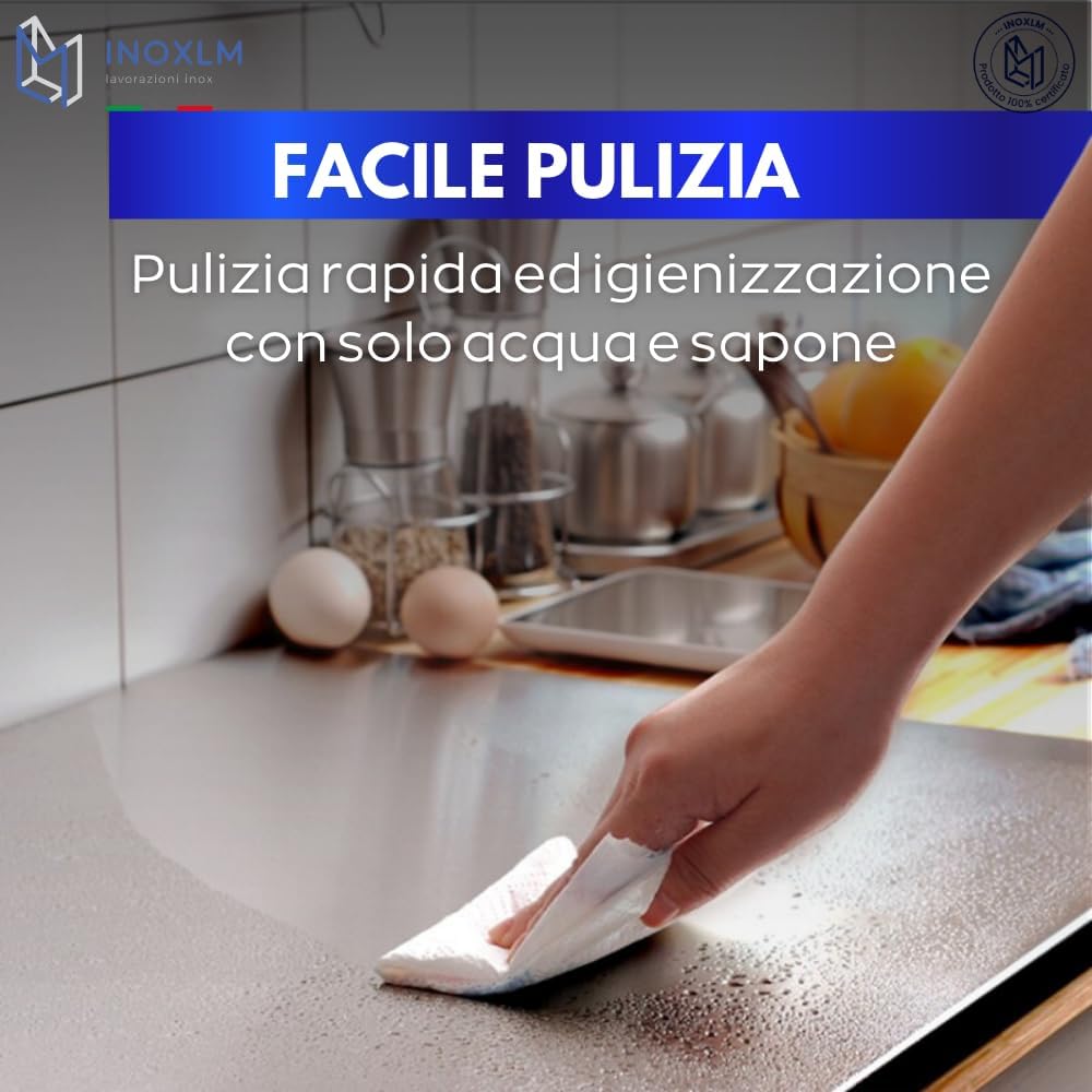 INOXLM Kitchen Cutting Board Stainless Steel 50 x 50 x 2 cm
