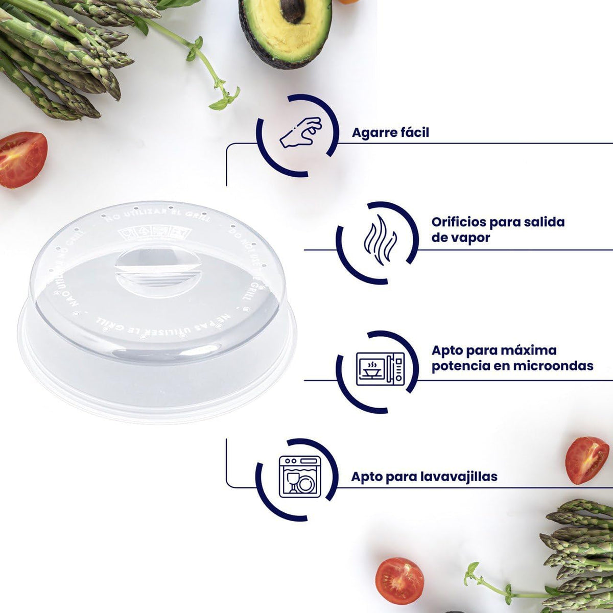 Coperchio microonde senza bpa per riscaldare gli alimenti - Coperchio per microonde antischizzo di 24 cm - Perfetto per proteggere i piatti alimentari