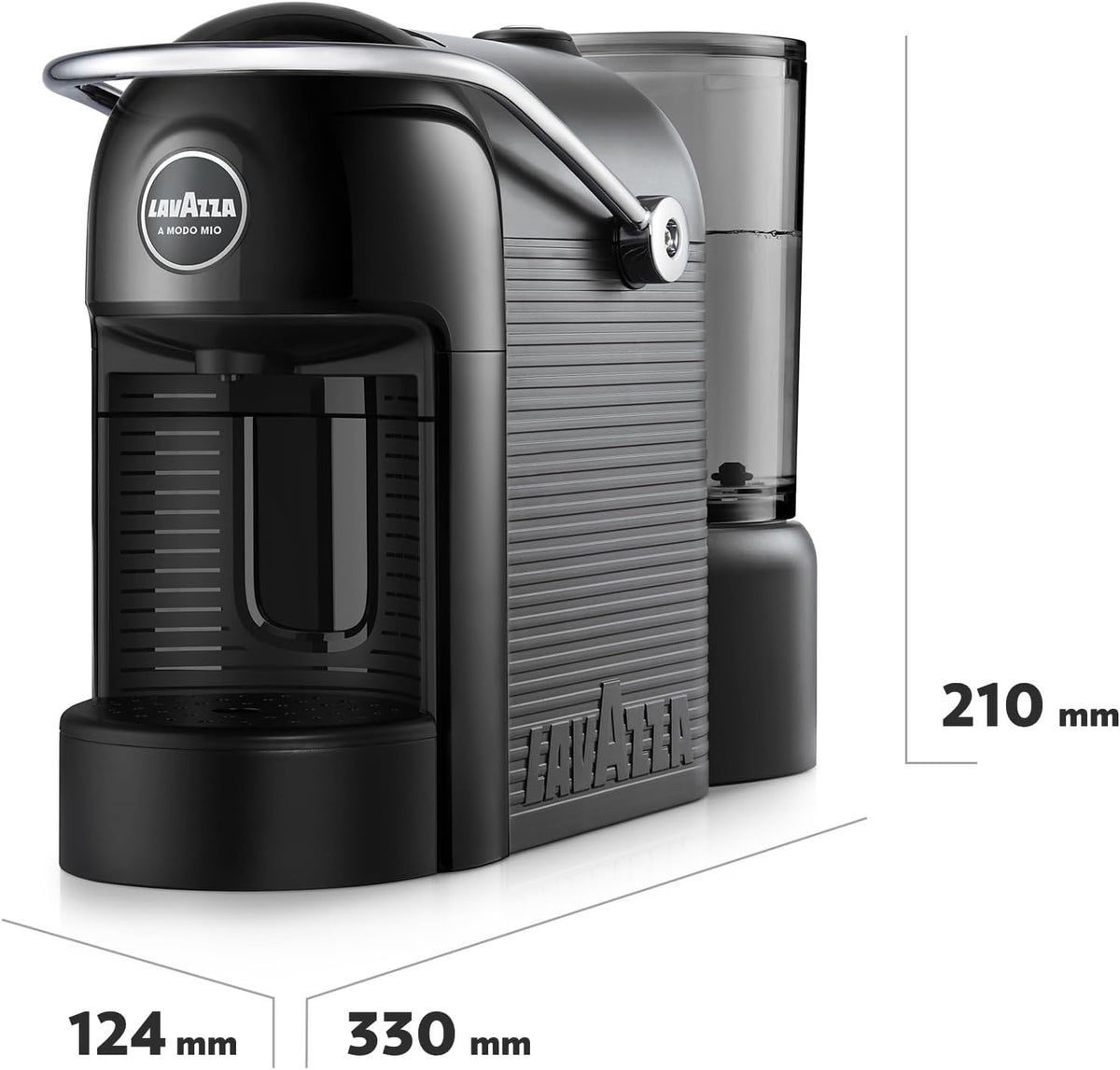 Lavazza A Modo Mio Jolie Evo, Macchina per Caffè Realizzata con 36% di Plastica Riciclata, Macchina Espresso con 64 Capsule Lavazza A Modo Mio Crema e Gusto Classico Incluse, Nera