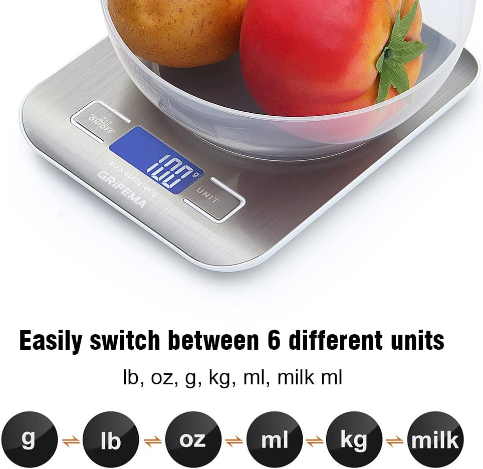 GRIFEMA GA2002 Bilancia da Cucina Digitale 5kg LCD Tare