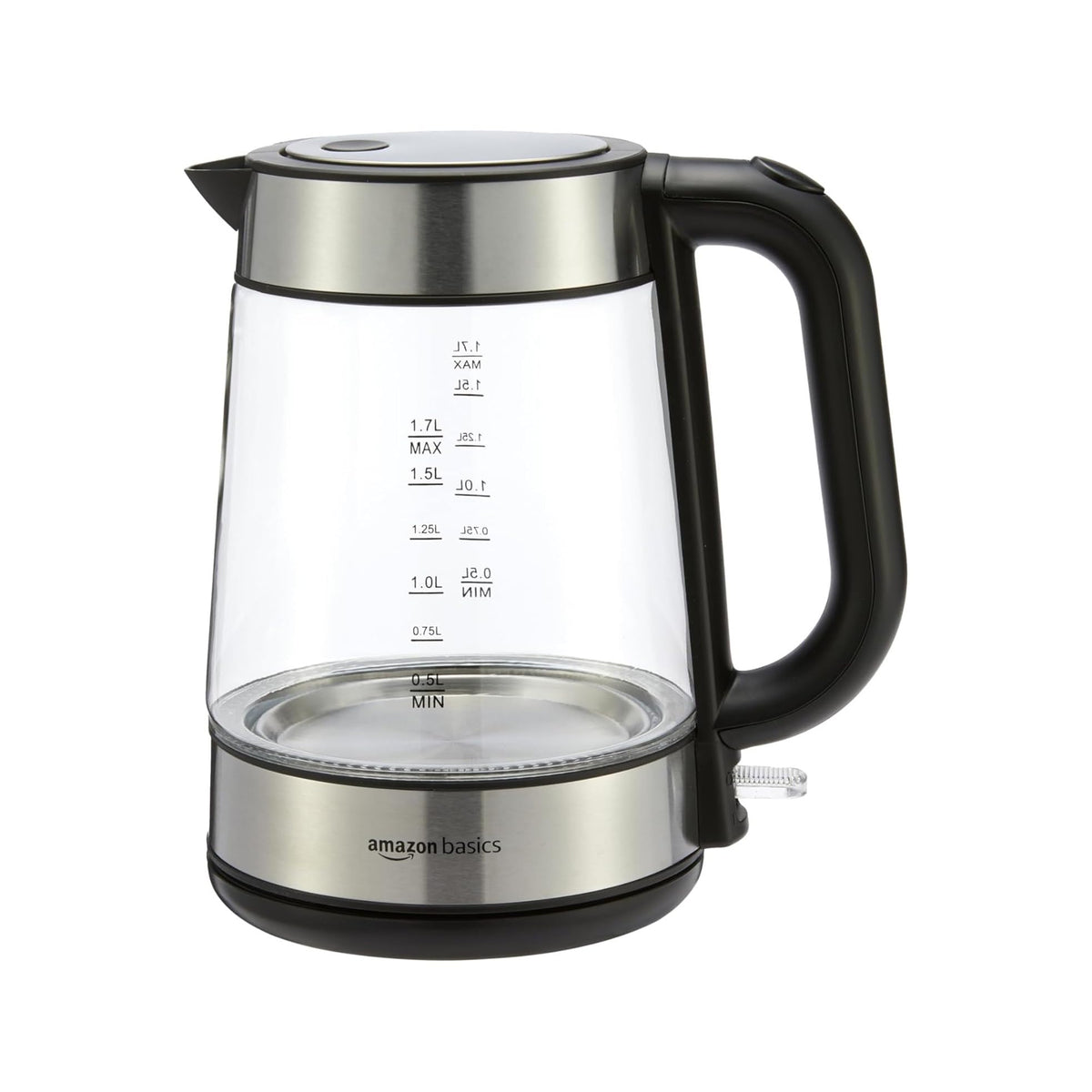 Amazon Basics Electric Kettle, 1.7L, 2200 W, BPA Free with 360° Base, Automatic Shut-off and Removable Anti-Limescale Filter, Matte Black