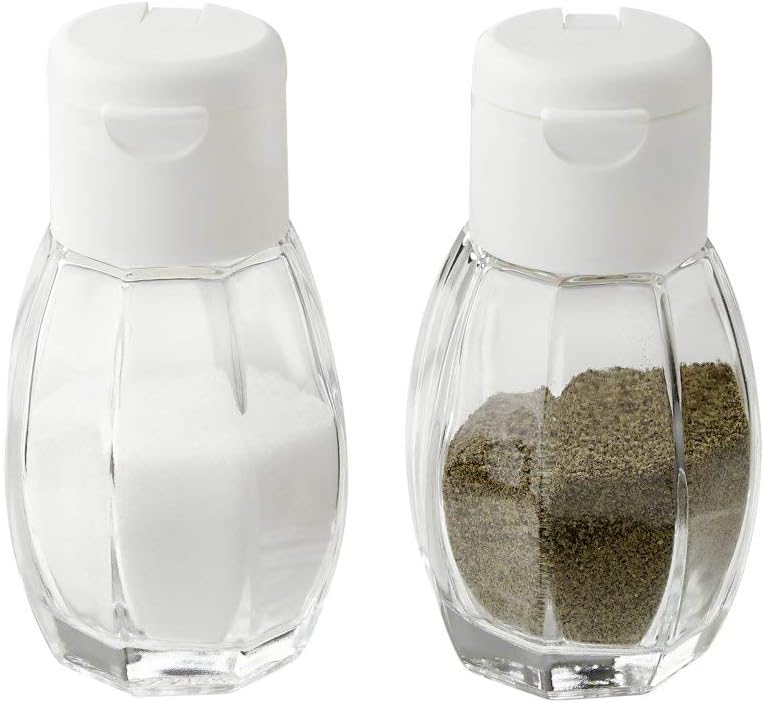 Fackelmann Glass Salt and Pepper Shakers Set with Plastic Screw Cap and Pressure Closure, Diameter 4 x 8 cm Dishwasher Safe Package Contains 2 Pieces
