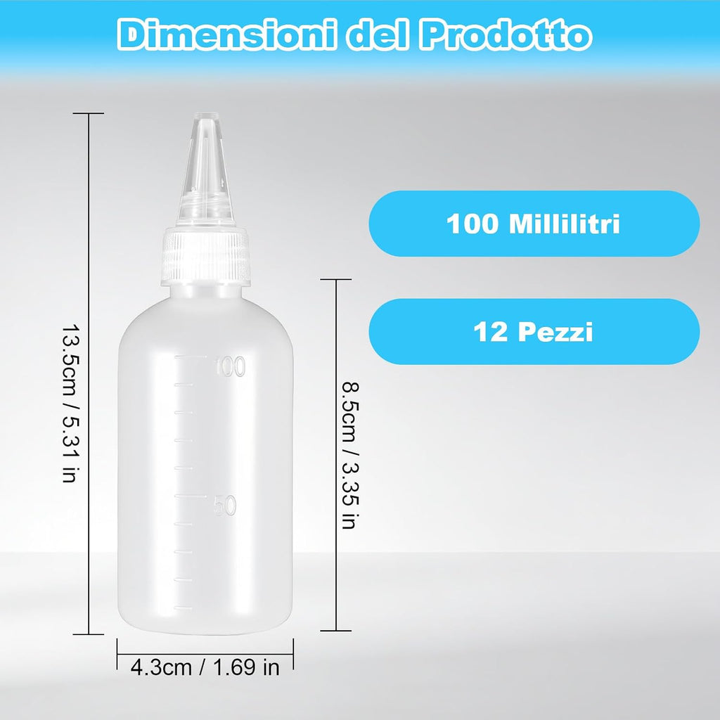 12 x 100 ml Plastic Squeeze Bottles, Squeeze Bottles, Liquid Bottles for Sauces, Ketchup