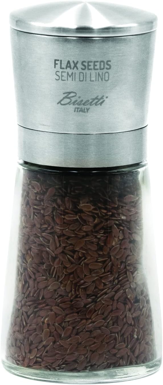 Bisetti Falx Seeds - Special Seeds with Stainless Steel Cap, Made in Italy, Glass and Metal, Silver/Clear, Height 14.5 cm