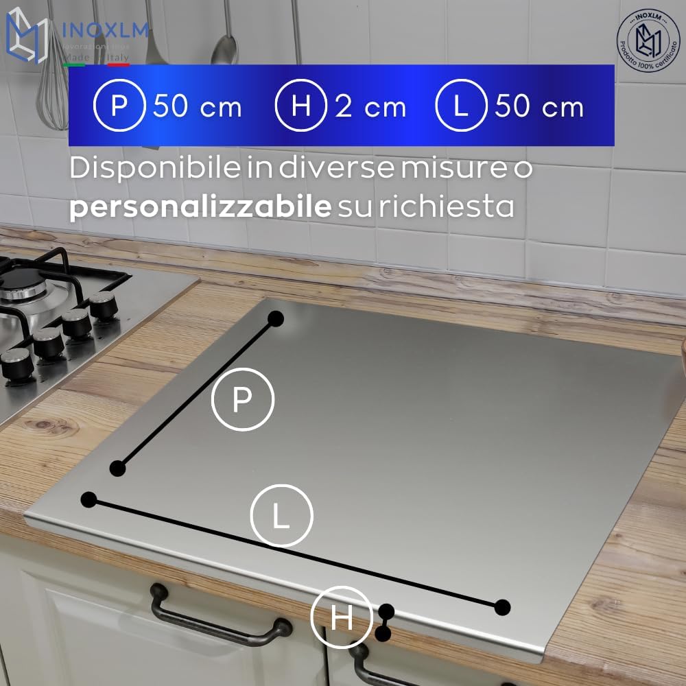 INOXLM Kitchen Cutting Board Stainless Steel 50 x 50 x 2 cm
