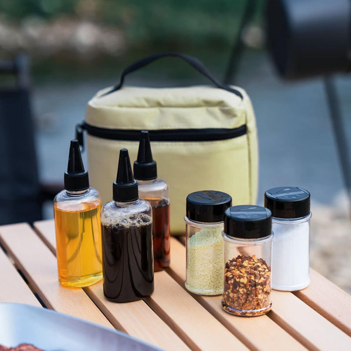 RoseFlower 6 x Portable Bottle of Holder Conditioning, Salt Oil Holder for Outdoor Travel, Spice Jar, Transparent Seasoning and Vinegar Bottle Container for Transportation Travel, Camping