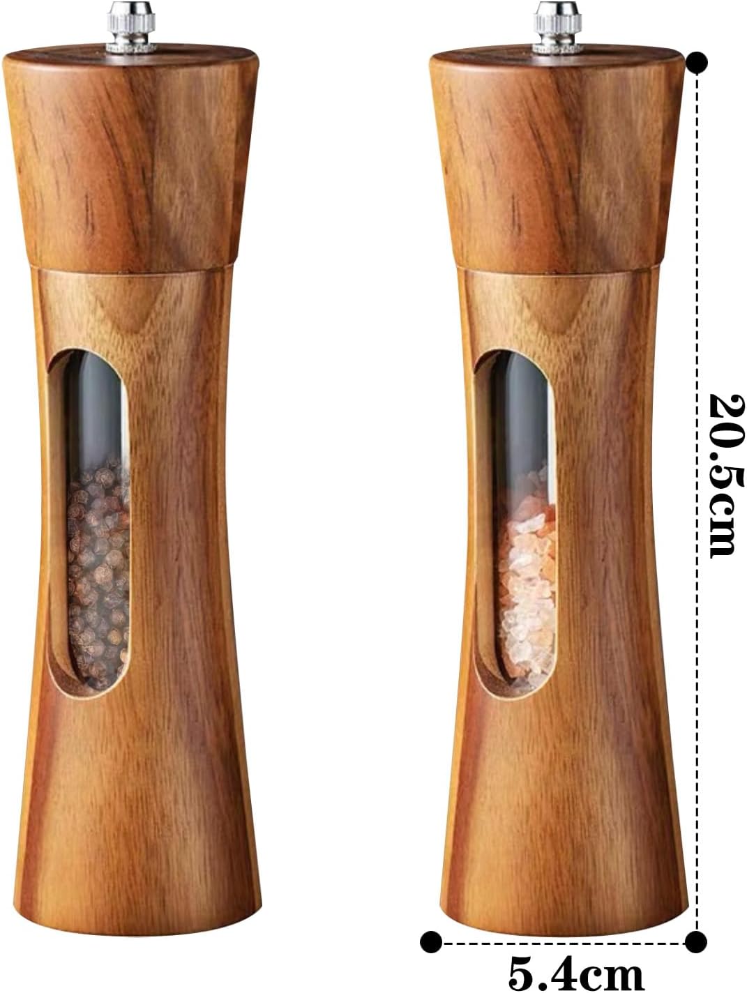 2 Pieces Pepper Mill, Salt and Pepper Mill, Manual Wooden Pepper