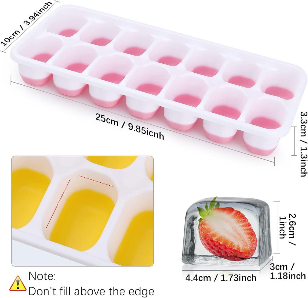 Set of 4 Ice Moulds with Lids, Ice Moulds Silicone 100% BPA Free and LFGB Certified, Stackable Space-Saving Trays Ice Cubes for Cocktail Whiskey