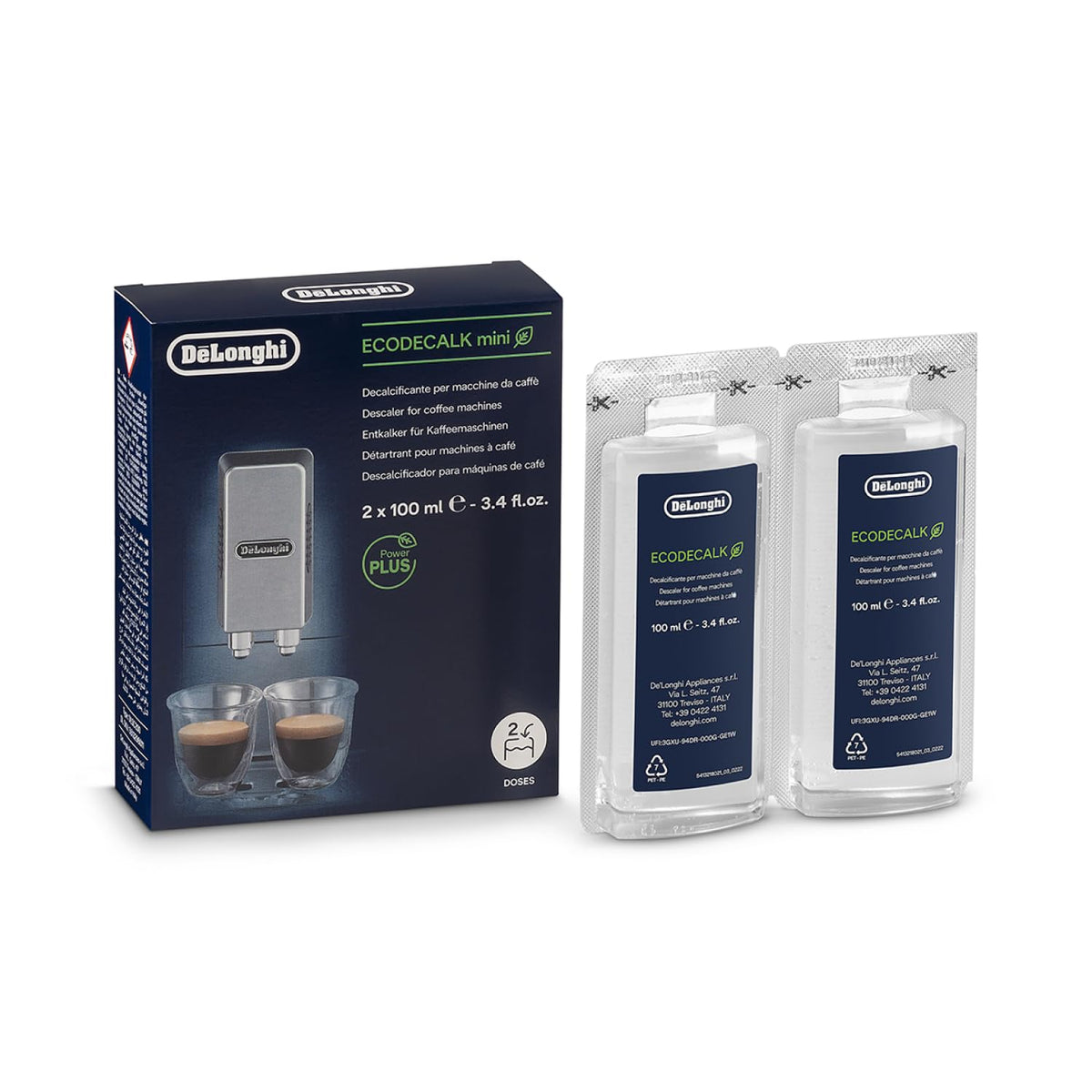 De'Longhi EcoDecalk Decalcificante DLSC500, 5 Dosi di Decalcificazione, Accessorio Manutenzione Macchina da Caffè, Ingredienti di Origine Vegetale, Bottiglia Con 5 Dosi, 500ml