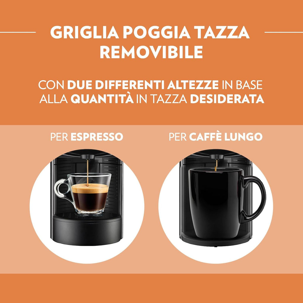 Lavazza A Modo Mio Jolie Evo, Macchina per Caffè Realizzata con 36% di Plastica Riciclata, Macchina Espresso con 64 Capsule Lavazza A Modo Mio Crema e Gusto Classico Incluse, Nera