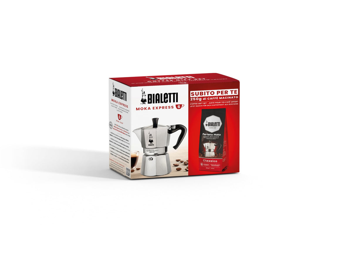 Bialetti Moka Express Caffettiera, Manico Anti Scottatura, Non Adatta A Induzione, Alluminio, Argento, 3 Tazze (130 ml)