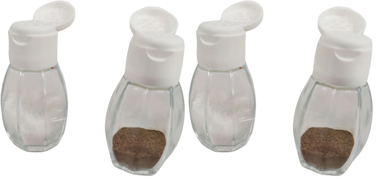 Fackelmann Glass Salt and Pepper Shakers Set with Plastic Screw Cap and Pressure Closure, Diameter 4 x 8 cm Dishwasher Safe Package Contains 2 Pieces