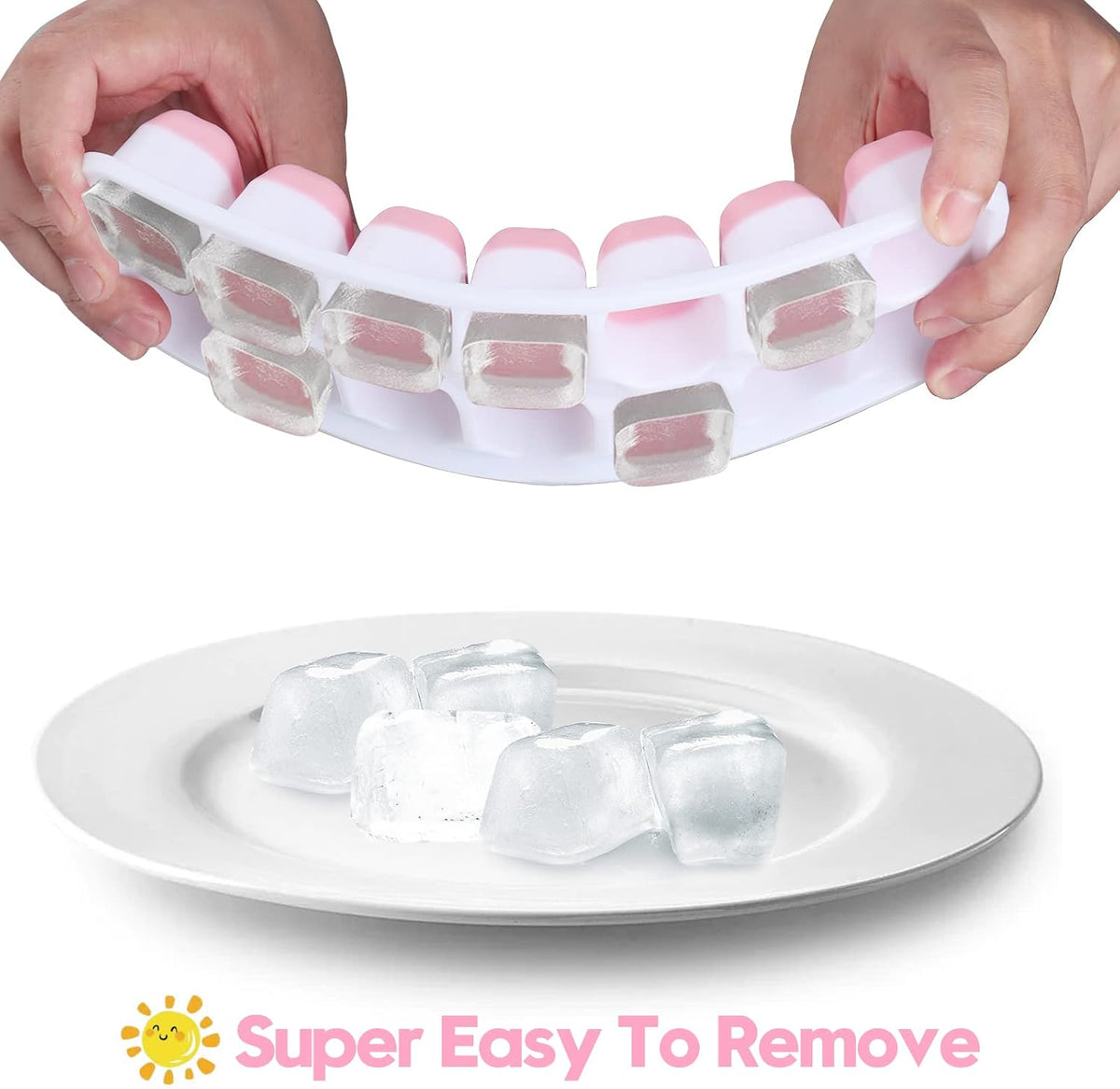 Set of 4 Ice Moulds with Lids, Ice Moulds Silicone 100% BPA Free and LFGB Certified, Stackable Space-Saving Trays Ice Cubes for Cocktail Whiskey