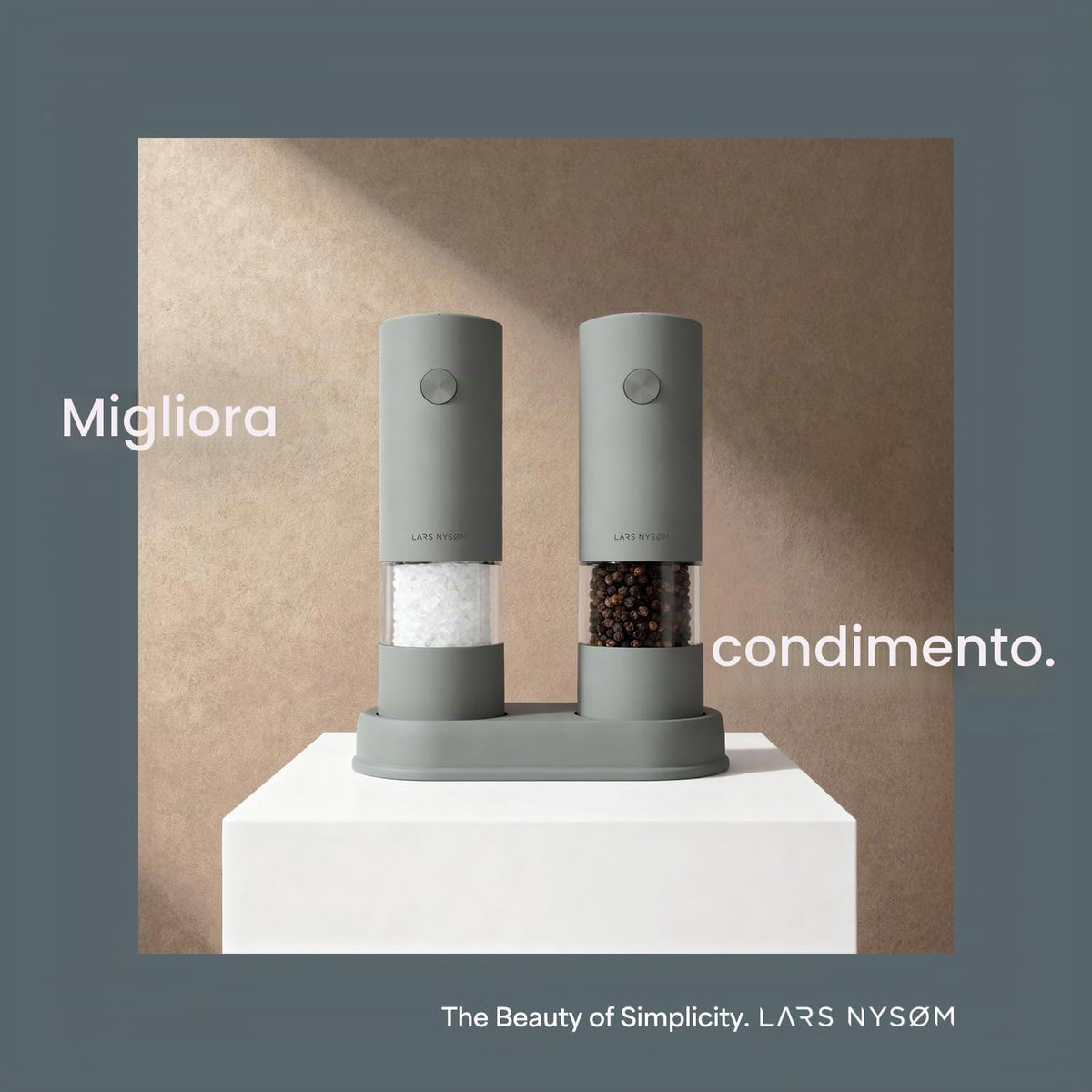 LARS NYSØM Electric Salt and Pepper Mill - Automatic - Salt and Pepper