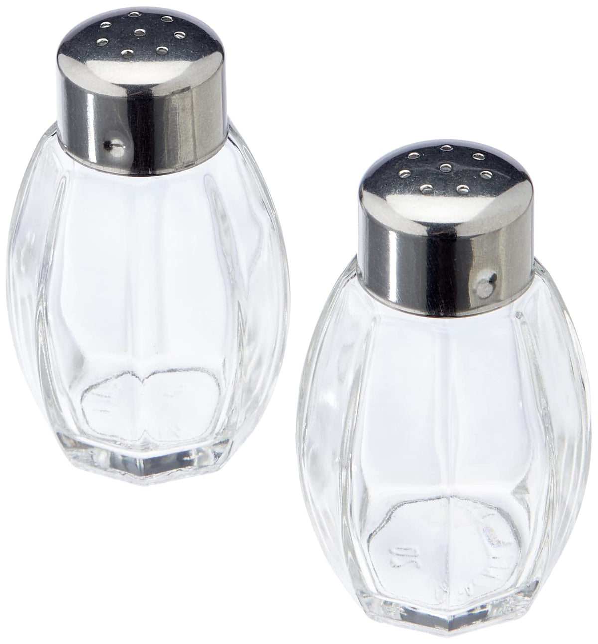 Fackelmann Glass Salt and Pepper Shakers Set with Plastic Screw Cap and Pressure Closure, Diameter 4 x 8 cm Dishwasher Safe Package Contains 2 Pieces