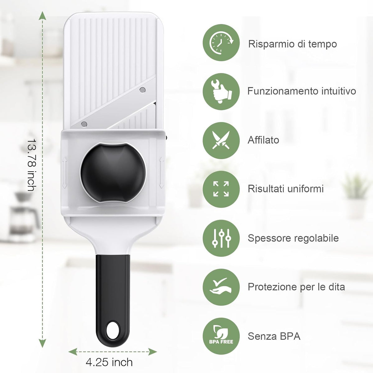 Ibergrif M526 Mandolina, Affettatrice Verdure Regolabile 1–4 mm
