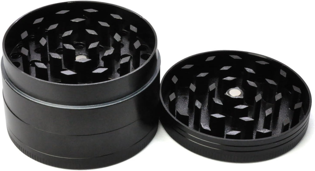LIHAO Grinder Macina per Spezie e Erbe in Lega di Zinco in 4 pezzi, Nero, Design Ergonomico, 2”(50mm)