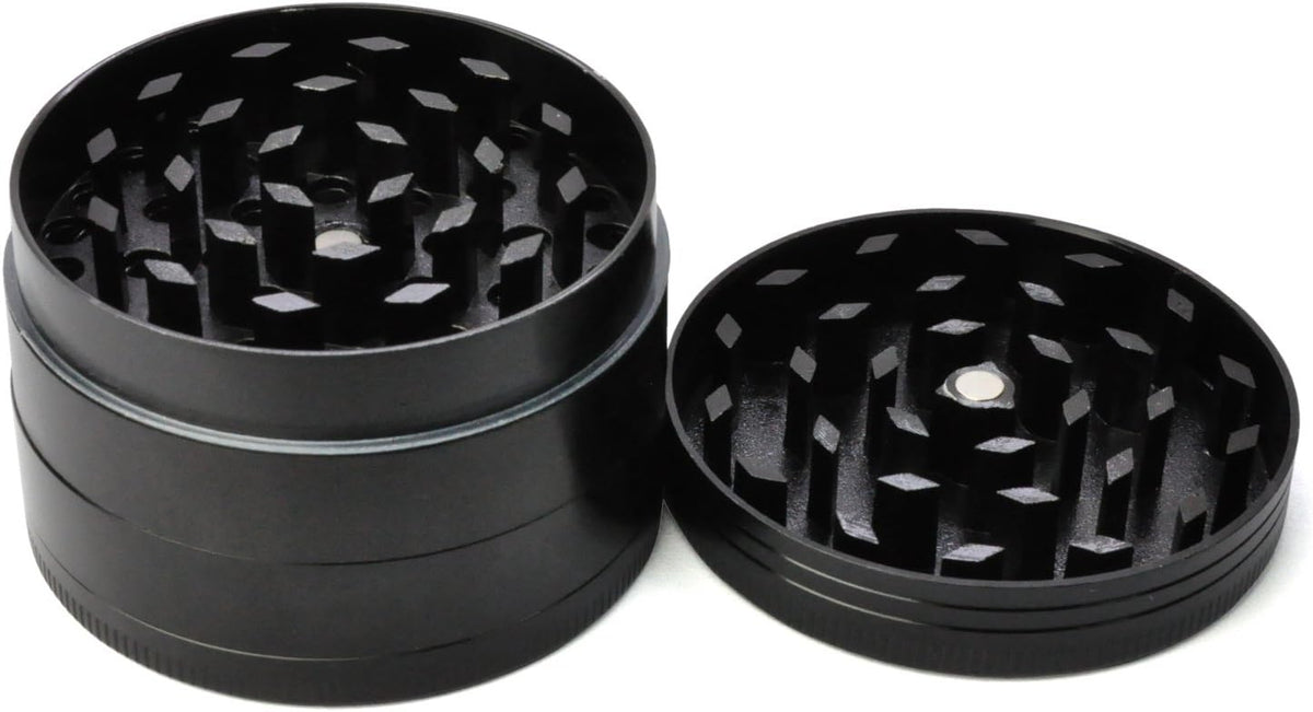 LIHAO Grinder Macina per Spezie e Erbe in Lega di Zinco in 4 pezzi, Nero, Design Ergonomico, 2”(50mm)