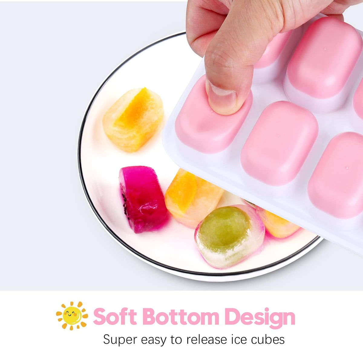 Set of 4 Ice Moulds with Lids, Ice Moulds Silicone 100% BPA Free and LFGB Certified, Stackable Space-Saving Trays Ice Cubes for Cocktail Whiskey