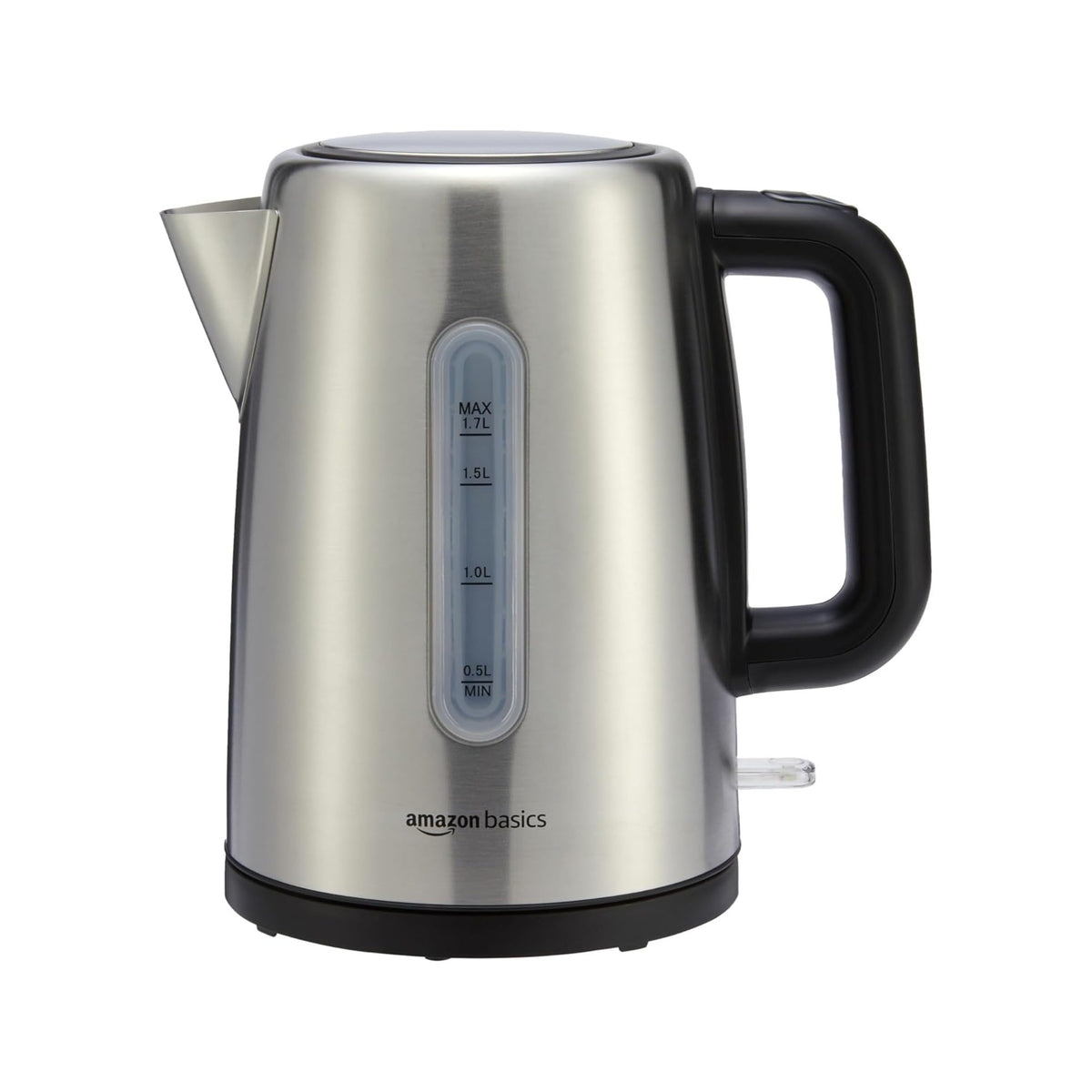 Amazon Basics Electric Kettle, 1.7L, 2200 W, BPA Free with 360° Base, Automatic Shut-off and Removable Anti-Limescale Filter, Matte Black