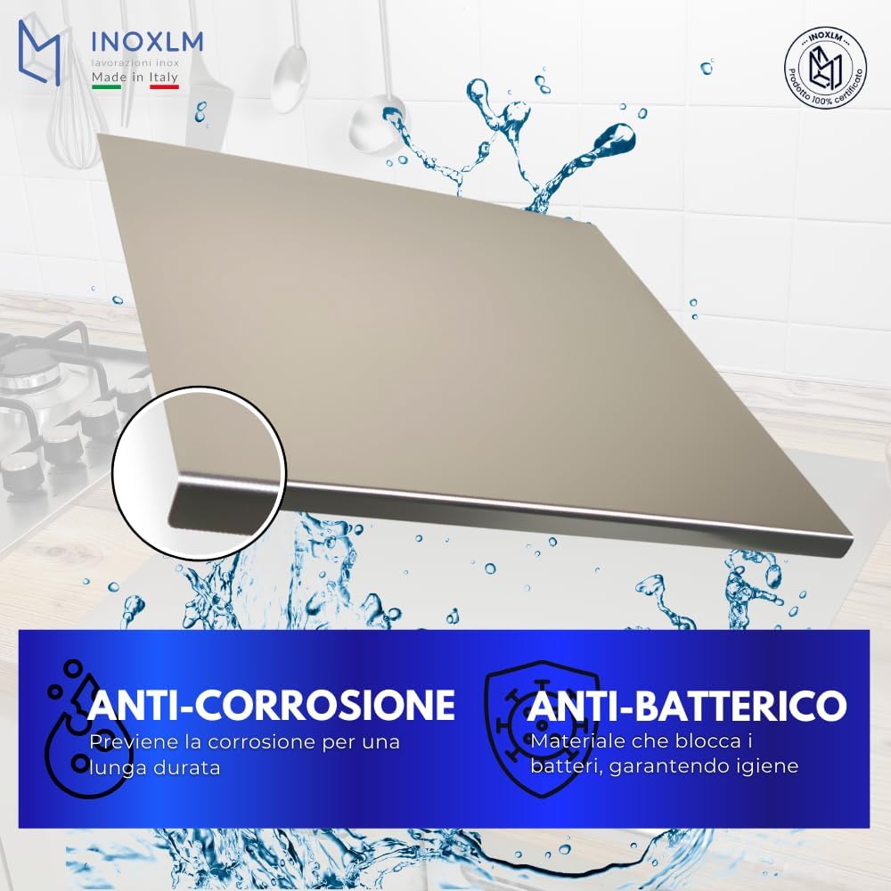 INOXLM Kitchen Cutting Board Stainless Steel 50 x 50 x 2 cm