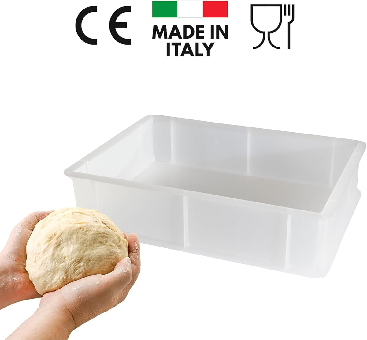 Contenitore Lievitazione Pizza, 2 Box Impilabili 40x30x10 + 1 Coperchio