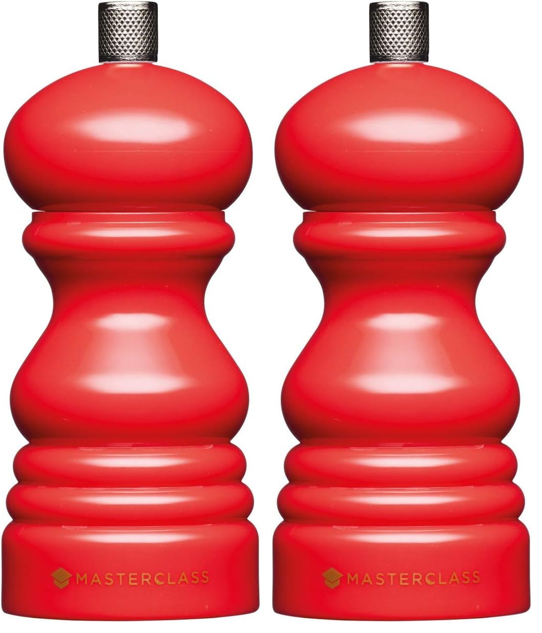 MasterClass 12 cm Pepper Mill or Salt Mill with Interchangeable Cap, Plastic, White