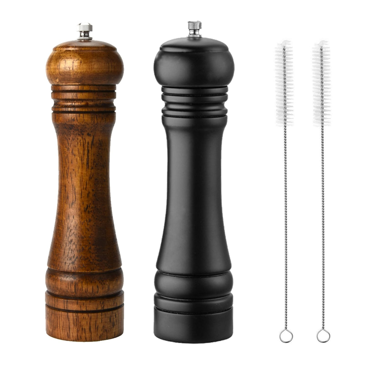 Pepper Mill, Salt Mill, Pepper Mill, Solid Wood Pepper Mill with Adjustable Ceramic Grinder Strong 8 Inches