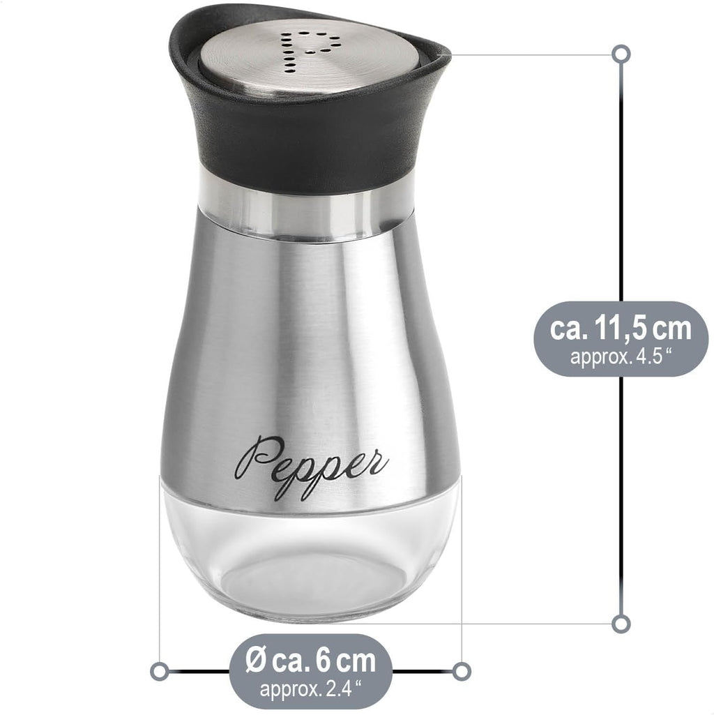 COM-FOUR® 2 Piece Salt and Pepper Shaker Set from Stainless Steel and Glass