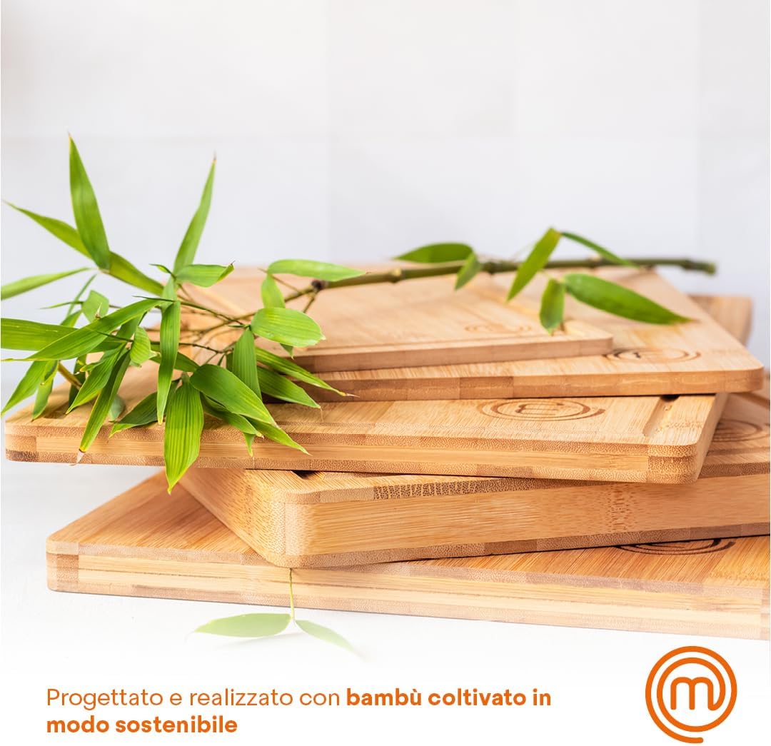 MasterChef Taglieri Legno, Set Tagliere Cucina in Bamboo, 3 Pezzi: