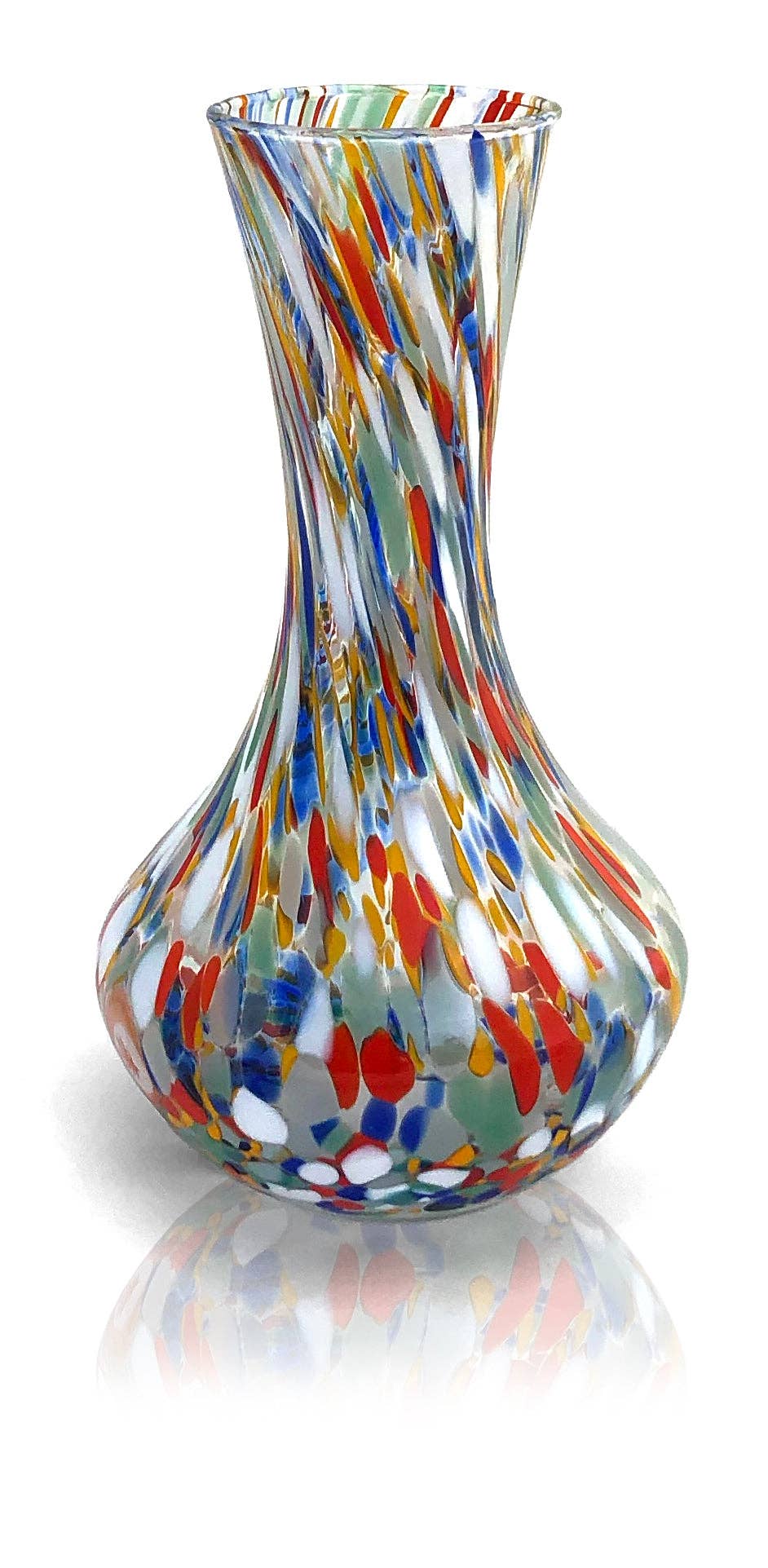 1 Vaso in Vetro Arlecchino Soffiato e Lavorato a Mano di Murano, Tesori da collezione