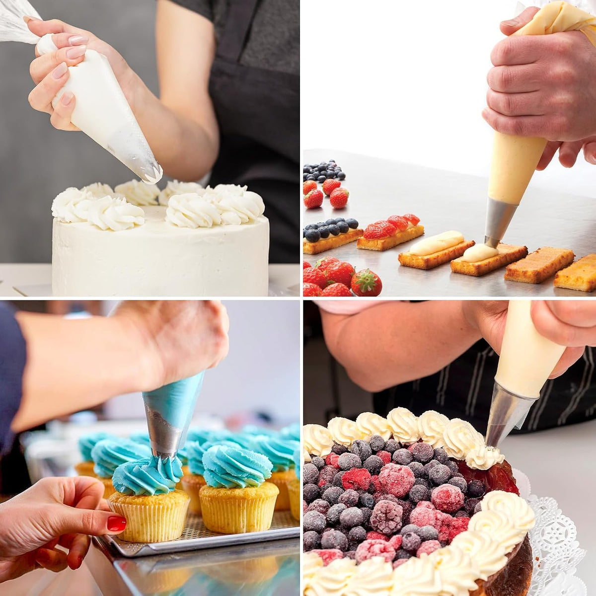 Carehabi Disposable Piping Bags, 100 Pieces Pastry Bags for Decorating Biscuit Cakes, Cake Decorating Bags (20 x 30 cm)