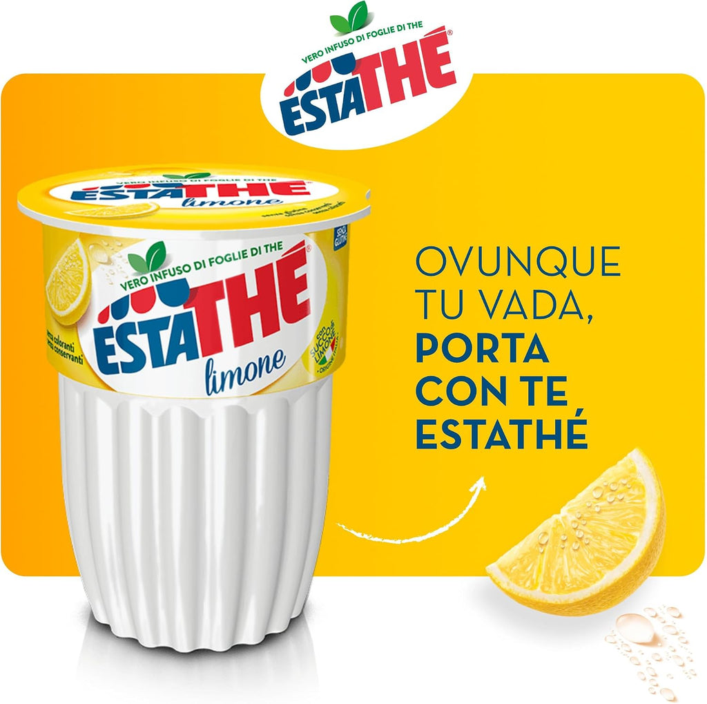 Estathé Limone - The Freddo con Vero Infuso di Foglie di The e Succo di Limone, Bevanda Analcolica Senza Glutine, 3 Bicchierini da 200 ml