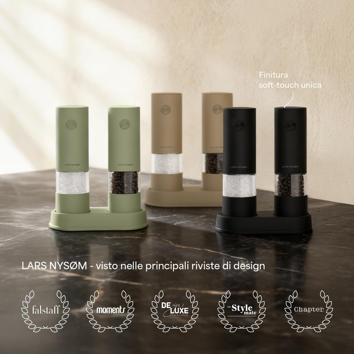 LARS NYSØM Electric Salt and Pepper Mill - Automatic - Salt and Pepper