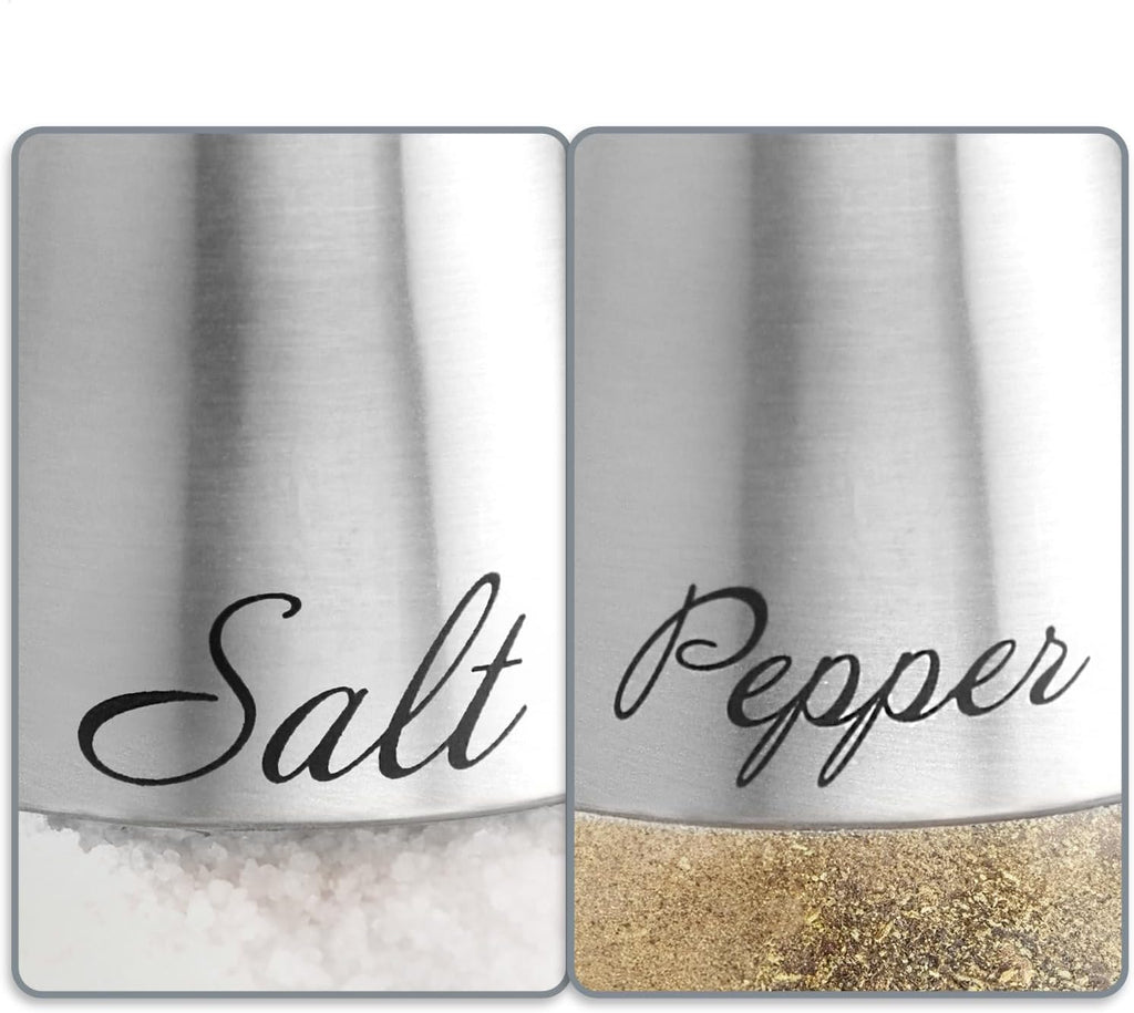 COM-FOUR® 2 Piece Salt and Pepper Shaker Set from Stainless Steel and Glass