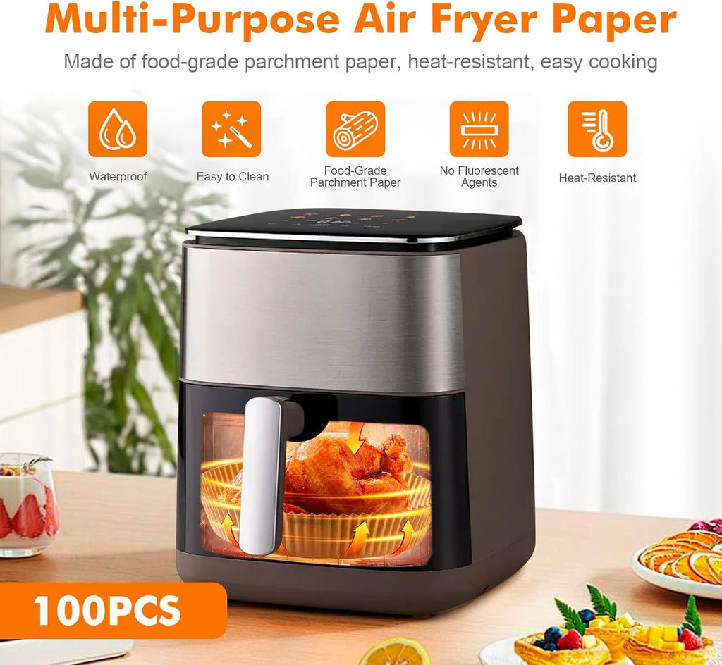 GRIFEMA Carta Friggitrice ad Aria per Cosori Cecotec 2-4 L, 100 Pezzi